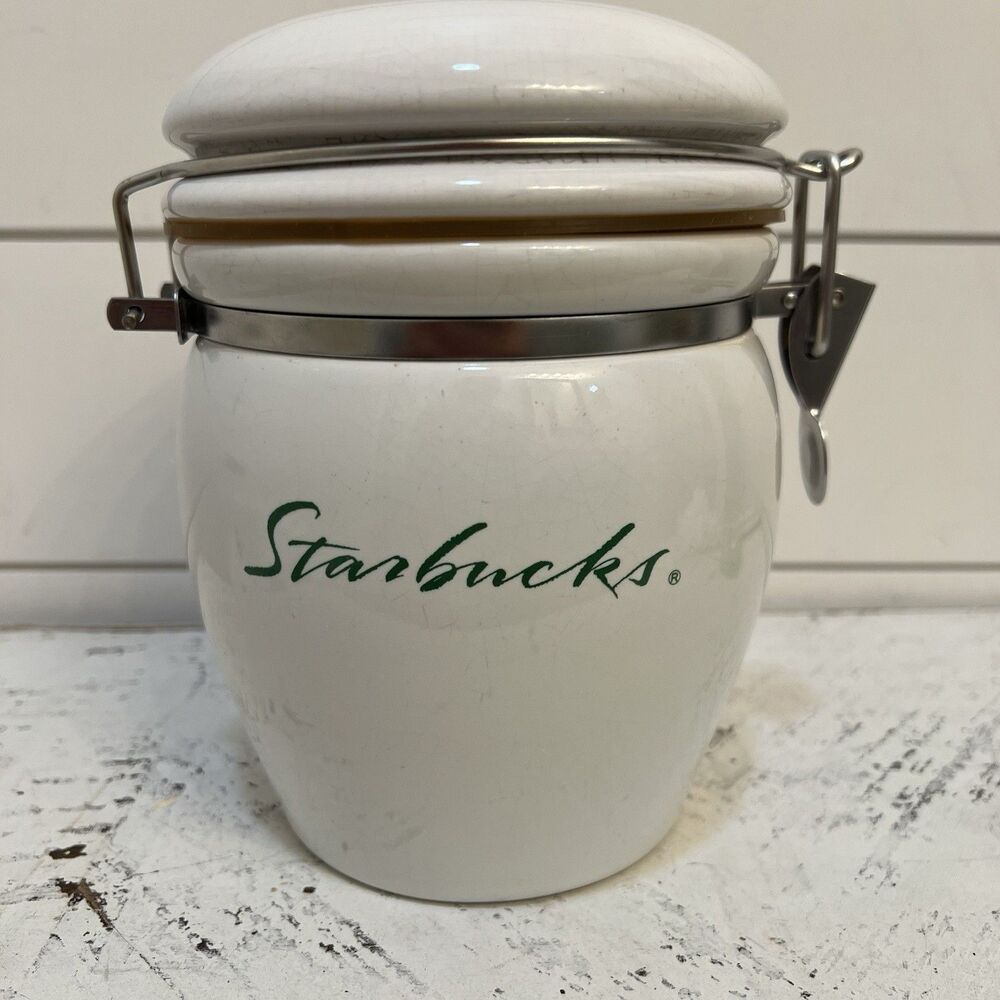 Starbucks White Coffee Canister Container Lid Airtight Seal